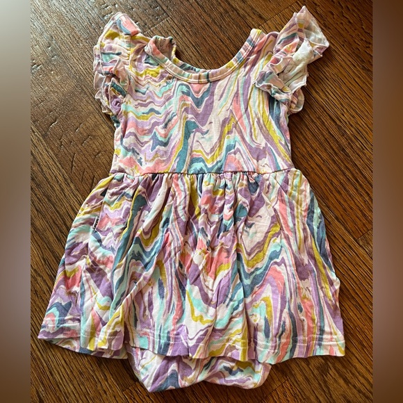 Little Sleepies Twirl Dress with Bodysuit - Pink Marble Swirl - 24mo - Picture 2 of 3